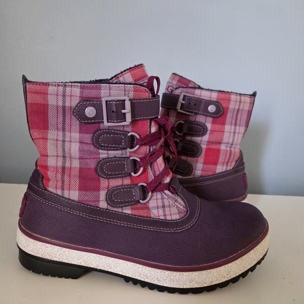 UGG Decatur Sugar Plum Plaid Winter Rain Boots Size 7 - Picture 2 of 8
